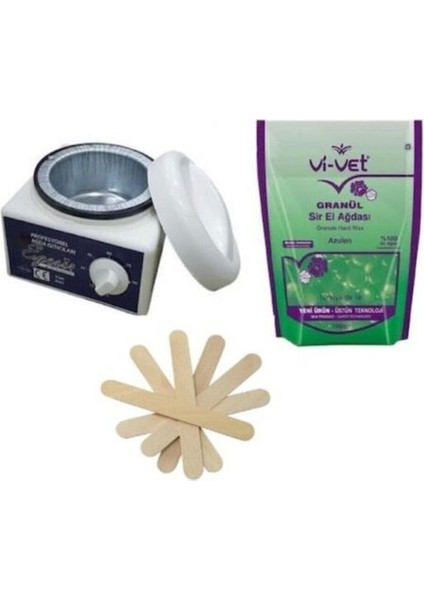 Kazan Ağda Makinesi+Vivet Boncuk Ağda Granüllü Azulen+Spatula