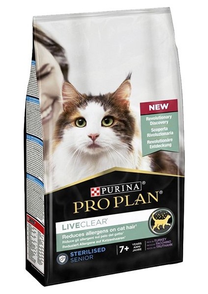 Proplan LiveClear +7 Hindili Alerjen Azaltan Kısırlaştırılmış Yaşlı Kedi Maması 1,4kg