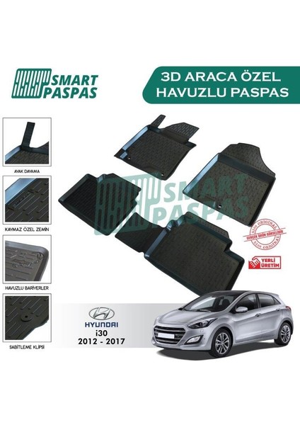 Smartpaspas Hyundaı I30 2012-2017  3D Havuzlu Paspas