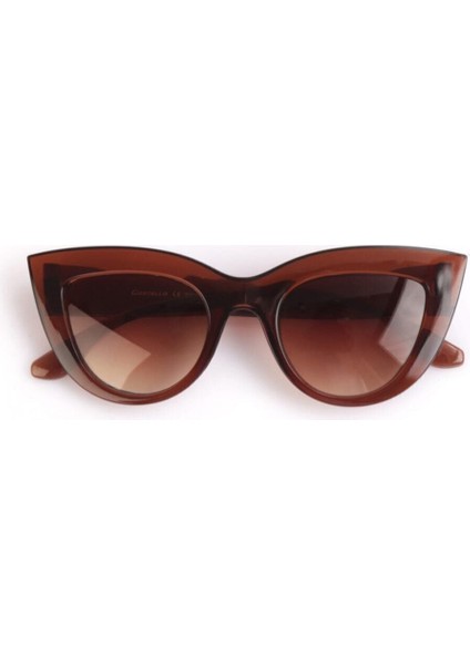 Cat Eye Oval Güneş Gözlüğü (Şeffaf Kahverengi - Kahverengi)