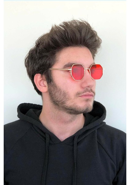 Sekizgen Unisex Güneş Gözlüğü (Kırmızı) fiyatları