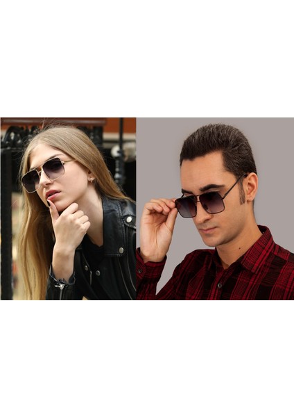 Kare Pilot Degrade Unisex Güneş Gözlüğü (Siyah Şeffaf) fiyatları