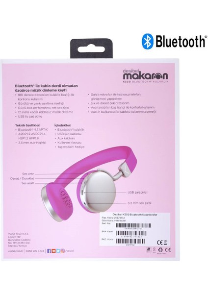 Desibel K550 Bluetooth Kulaklık Mor