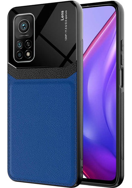 - Xiaomi Mi 10T Pro 5G - Kılıf Deri Görünümlü Parlak Mika Tasarımlı Emiks Kapak - Lacivert - T17563