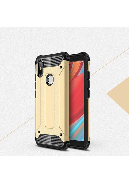 - Xiaomi Redmi S2 - Kılıf Çift Katman Zırh Tank Crash Military Kapak - Gold - T5405