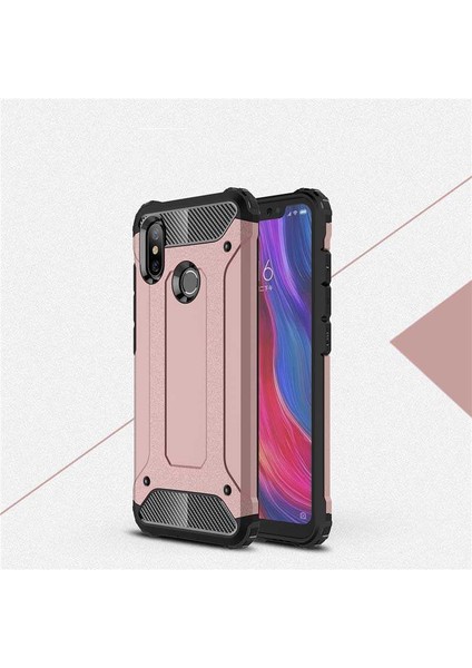 - Xiaomi Mi 8 - Kılıf Çift Katman Zırh Tank Crash Military Kapak - Rose Gold - T5350