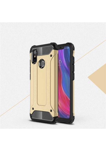 - Xiaomi Mi 8 - Kılıf Çift Katman Zırh Tank Crash Military Kapak - Gold - T5350
