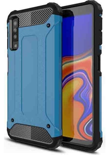 - Samsung Galaxy A7 2018 - Kılıf Çift Katman Zırh Tank Crash Military Kapak - Mavi - T6266