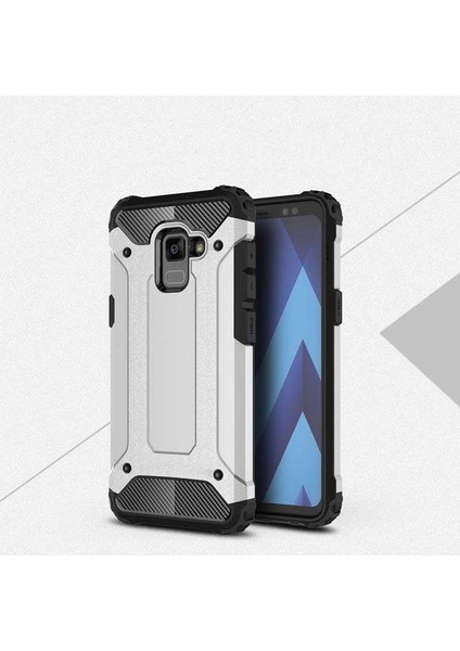 - Samsung Galaxy A6 2018 - Kılıf Çift Katman Zırh Tank Crash Military Kapak - Gri - T5316