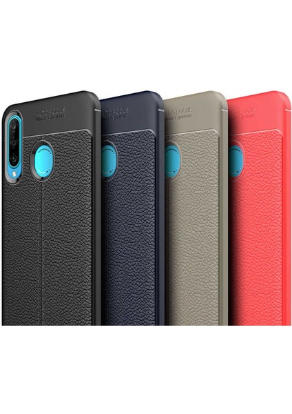 Huawei P30 Lite Kılıf Deri Görünümlü Renk Atmayan Dayanaklı Silikon Kapak (Niss) modelleri