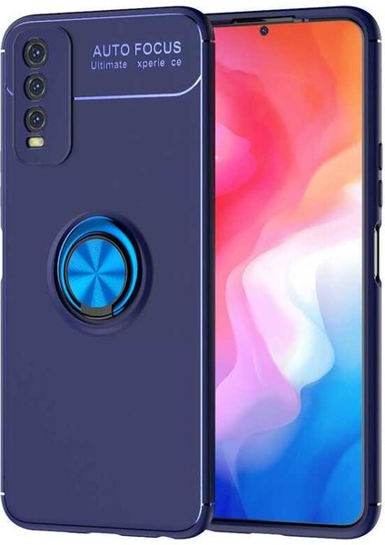 - Vivo Y11S - Kılıf Yüzüklü Auto Focus Ravel Karbon Silikon Kapak