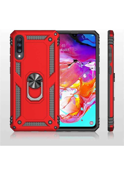 Samsung Galaxy A30S Kılıf Tank Zırh Yüzüklü Mıknatıslı Standlı Kapak (Vega)