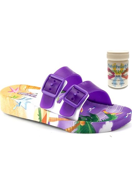 Gzr Kız Çocuk Plaj Ev Banyo Deniz Havuz Günlük Terlik 50ML Nane Ferahlığı Topuk Çatlağı ve Nasır Giderici Krem