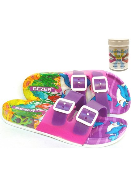 Gzr Kız Çocuk Plaj Ev Banyo Deniz Havuz Günlük Terlik 50ML Nane Ferahlığı Topuk Çatlağı ve Nasır Giderici Krem