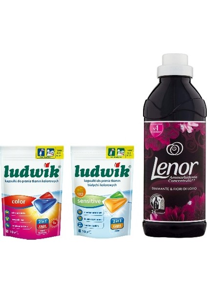 Çamaşır Kapsülü Renkli 10 Beyaz 10 & Lenor Fiori Di Loto 26 Yıkama