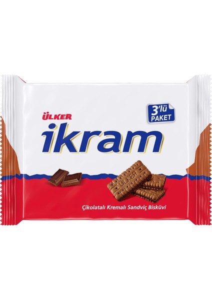 İkram Kremalı Çikolatalı Bisküvi 3'lü 252 gr x 12'li