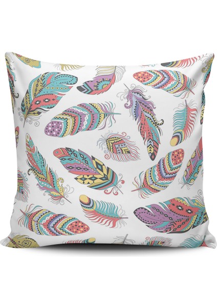 Kırlent Dünyası Kuş Tüyü Desenlidijital Baskılı Kırlent Kılıfı