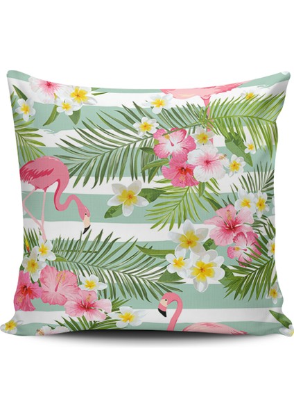 Kırlent Dünyası Sevimli Flamingo Dijital Baskılı Kırlent Kılıfı