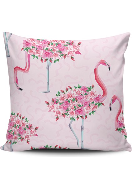 Kırlent Dünyası Sevimli Flamingo Dijital Baskılı Kırlent Kılıfı