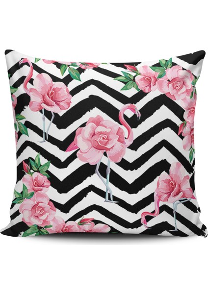 Kırlent Dünyası Sevimli Flamingo Dijital Baskılı Kırlent Kılıfı