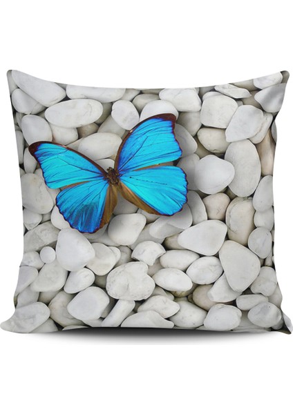 Kırlent Dünyası Kelebek Temalı Dijital Baskılı Kırlent Kılıfı