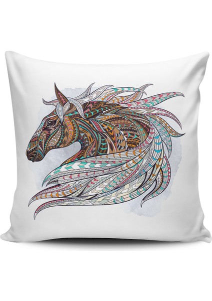 Kırlent Dünyası At Temalı Dijital Baskılı Kırlent Kılıfı