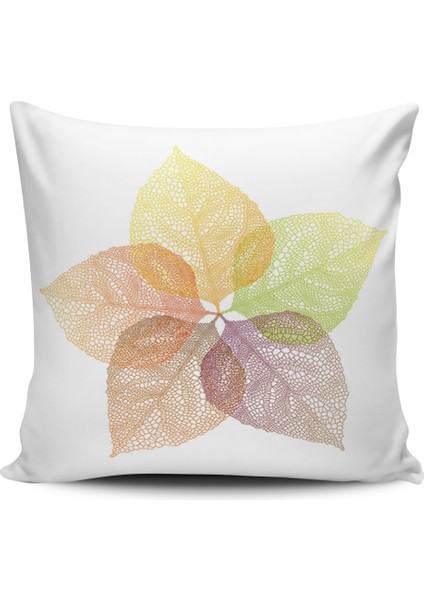 Kırlent Dünyası Yaprak Desenli Dijital Baskılı Kırlent Kılıfı