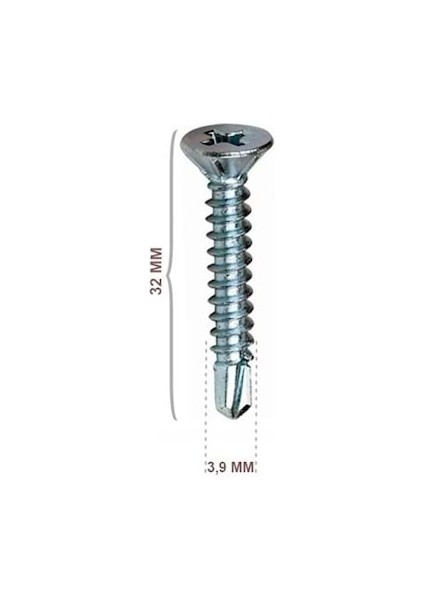 3,9*32 Yhb Matkap Uçlu Akıllı Vida Ms 1 PAKET=1250 Adet