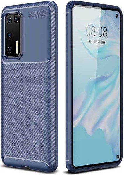 Huawei P40 Kılıf Karbon Silikon Case