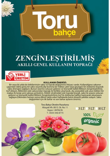 Zenginleştirilmişti Torf 40 Lt Genel Kullanım Organik Hayvansal