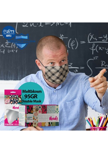 Siyah-Kahverengi Ekose Desenli Meltblown Kumaş Ultrasonik 3 Katlı Cerrahi Maske Telli modelleri