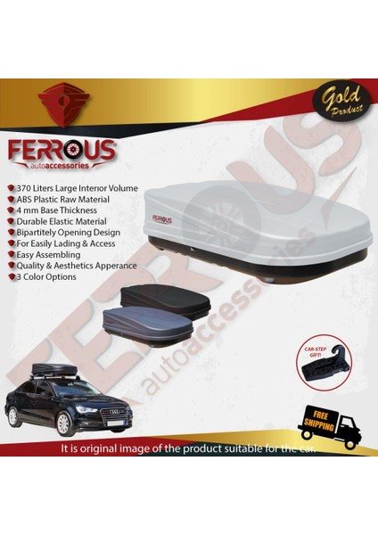Ferrous 370 Lt Kapasiteli Araç Üstü Tabut Port Bagaj Beyaz