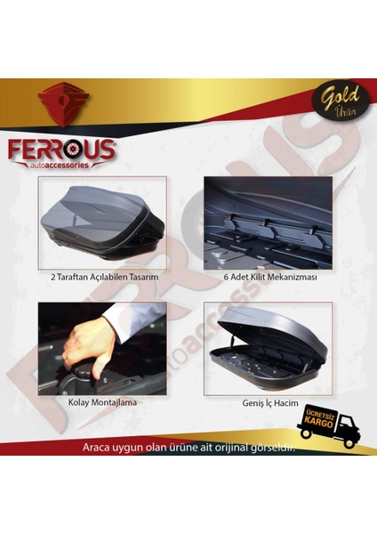 Ferrous 370 Lt Kapasiteli Araç Üstü Tabut Port Bagaj Beyaz