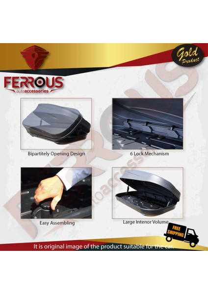 Ferrous 370 Lt Kapasiteli Araç Üstü Tabut Port Bagaj Beyaz