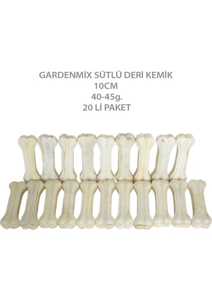 Gardenmix Sütlü Deri Kemik 10CM 40-45G.20 Li Paket