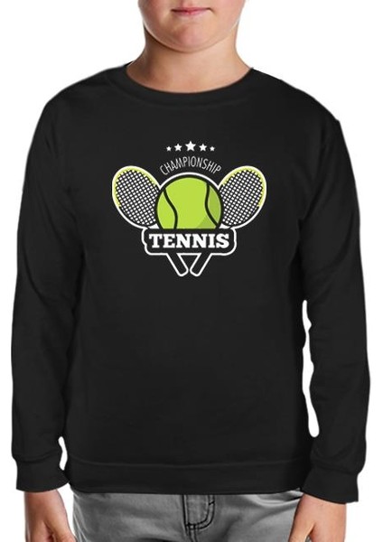 Tenis Şampiyonası Siyah Çocuk Sweatshirt