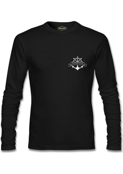 Yat Kulübü - Çapa Logo Siyah Erkek Sweatshirt