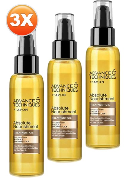 Advance Techniques Argan ve Hindistan Cevizi Yağı Içeren Saç Bakım Yağı 100 Ml. Üçlü Set