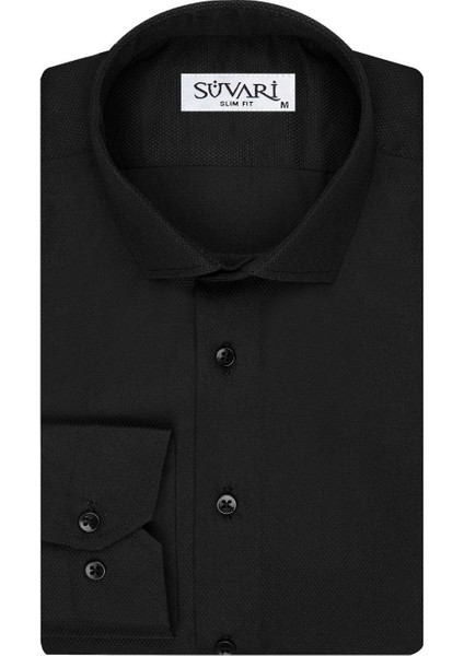 Armür Desenli Slim Fit Beyaz Erkek Gömlek