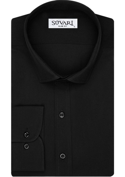 Slim Fit Siyah Erkek Gömlek