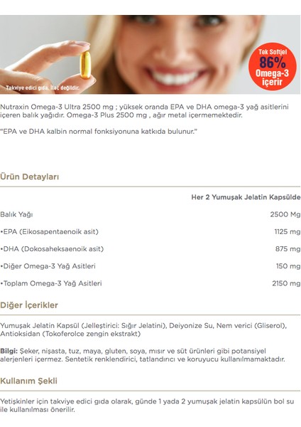 2'li Balık Yağı Set - Omega-3 Ultra 2500 Mg Balık Yağı 30 Yumuşak Kapsül + Koenzim Q10 Içeren Omega-3 + Co Q-10 60 Yumuşak Kapsül modelleri