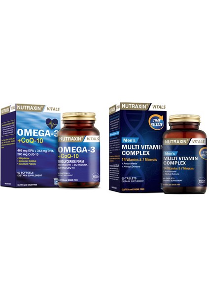 Koenzim Q10 Içeren Balık Yağı - Omega-3 + Co Q-10 60 Yumuşak Kapsül + 14 Vitamin 7 Mineral Içerikli Multivitamin Erkek 60 Tablet