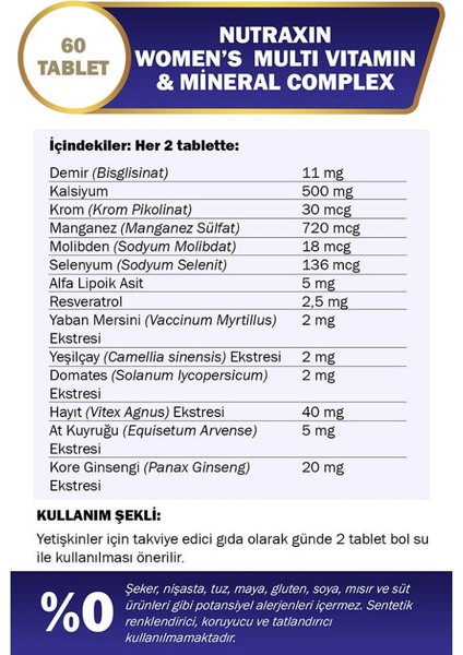 Omega 3 Balık Yağı 2000 Mg 60 Yumuşak Kapsül + 14 Vitamin 8 Mineral Içerikli Multivitamin ve Mineral Complex Kadın 60 Tablet