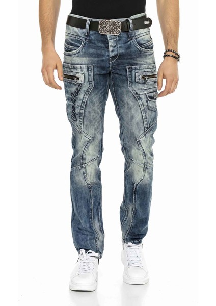 C-1178 Parça Dikişli Cep Detaylı Mavi Erkek Kot Jeans