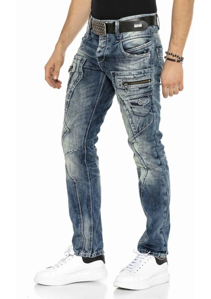 C-1178 Parça Dikişli Cep Detaylı Mavi Erkek Kot Jeans