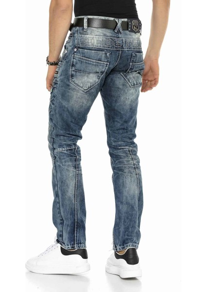 C-1178 Parça Dikişli Cep Detaylı Mavi Erkek Kot Jeans
