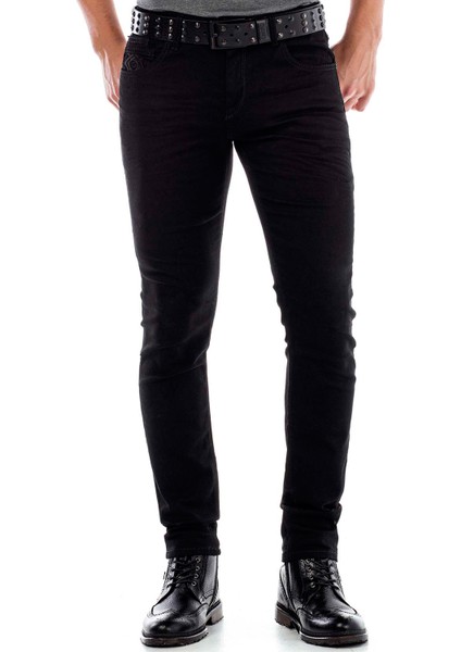 Cipo & Baxx CD319A Siyah Slim Fit Rahat Erkek Jean Kot Pantolon