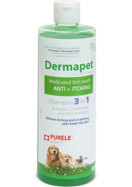 Dermapet Dermotolojik Etkili Kedi ve Köpek Kremli Bakım Şampuanı 450 ml