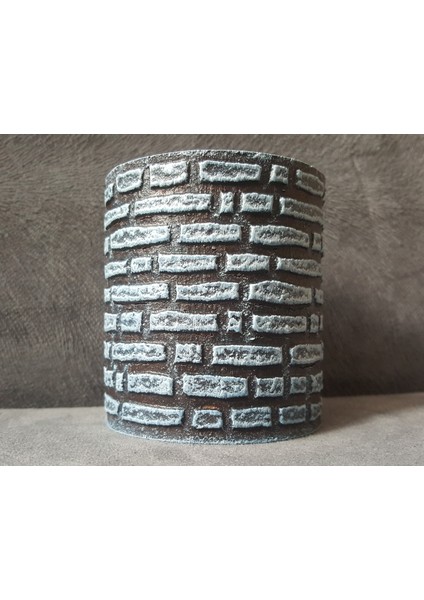 Tuğla Dekorlu 9cm Saksı Silikon Kalıp K-302, Polyester Taş Tozu Alçı Kalıbı