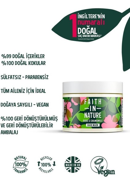 %99 Doğal Içerikli Onarıcı Saç Bakım Maskesi-Normal&kuruya Dönük Saçlar Için Gül&papatya fiyatları